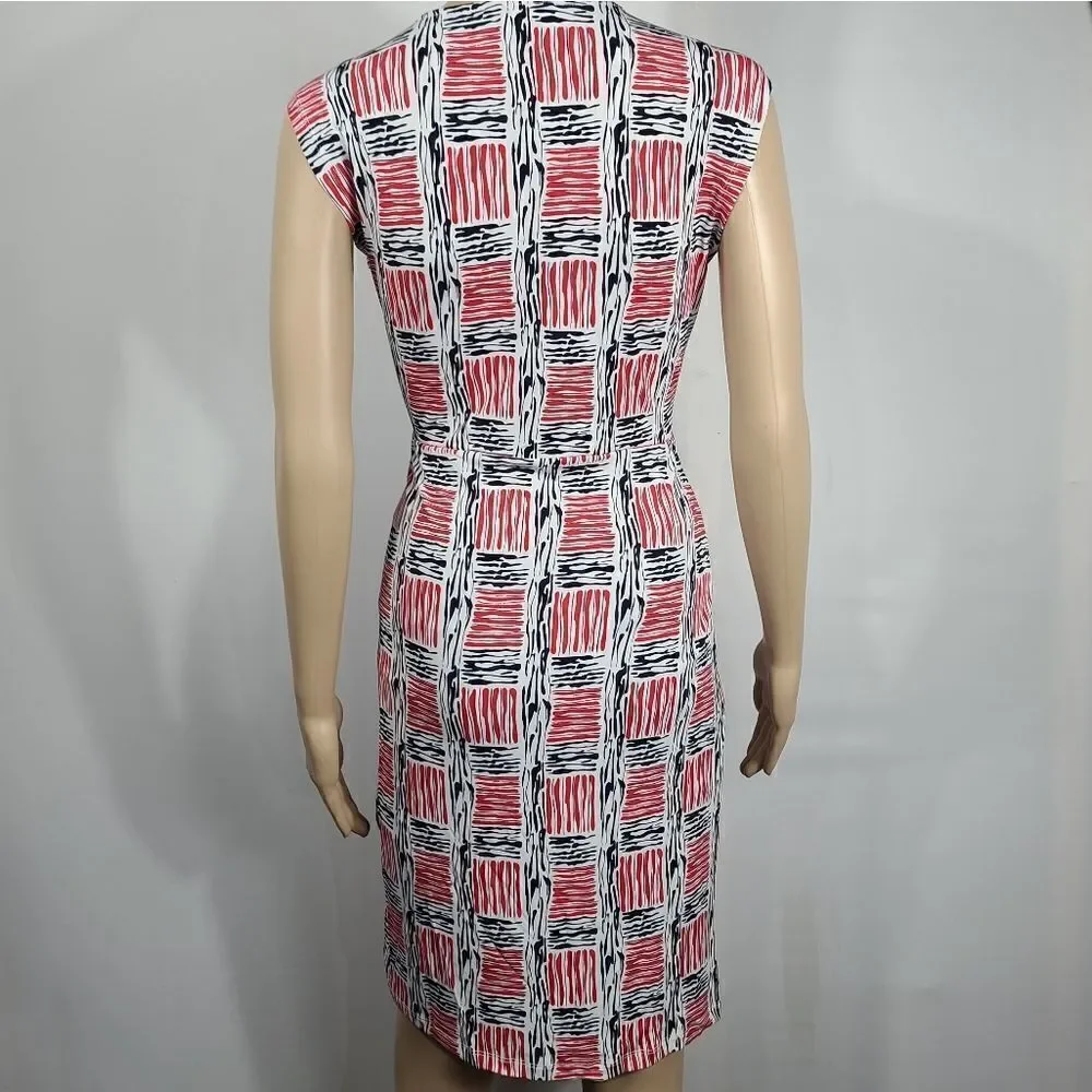 Michael Kors Red and Blue Wrap Midi Dress